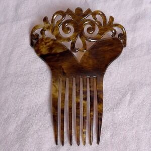 Vintage Art Deco Style Faux Tortoise Shell Mantilla Hair Comb Lucite?